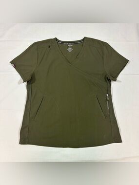 Koi Lite Womens XL Philosophy SLIM FIT Mock Wrap Scrub Top S/S Nurse Medic Green